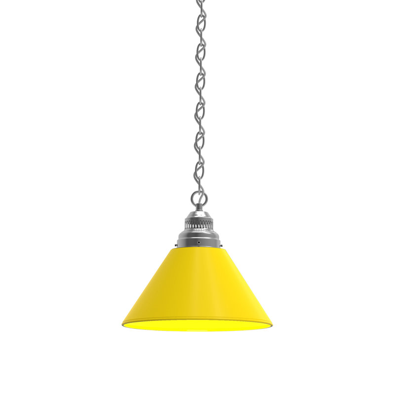 Luminaire suspendu conique 1 lumière, Jaune, Chrome