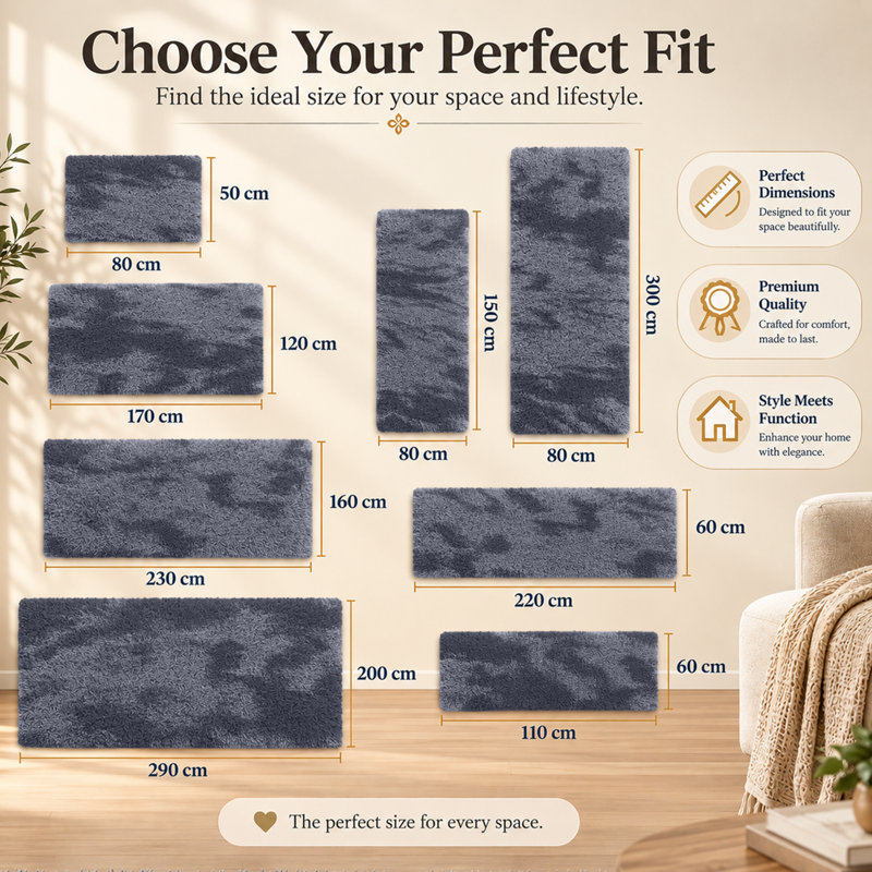 Machine Tufted High Pile Shag Area Rug(Ultra Soft & Fluffy), Tye Dye Grey, Rectangle 120 x 170 cm