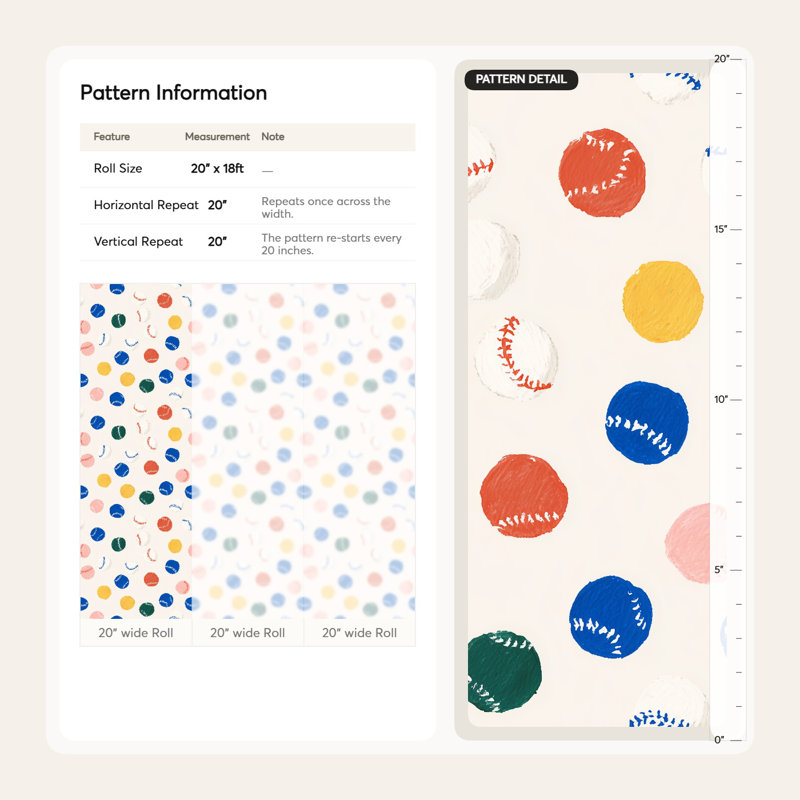 Baseball Pattern Wallpaper Playful Mural