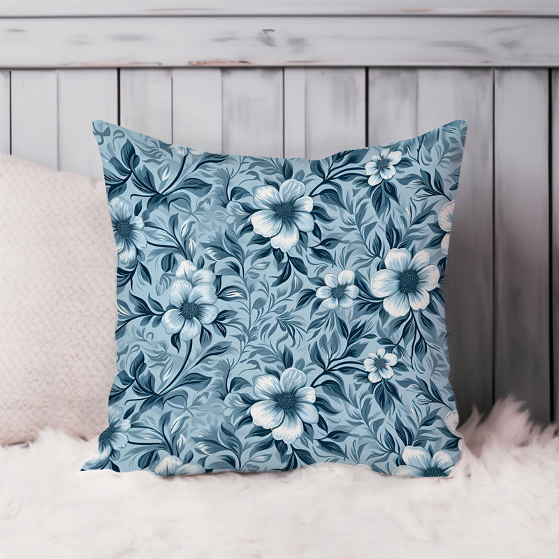 Botanical Blue Flower Pattern I Cottage & Cottagecore, 16"H x 16"W