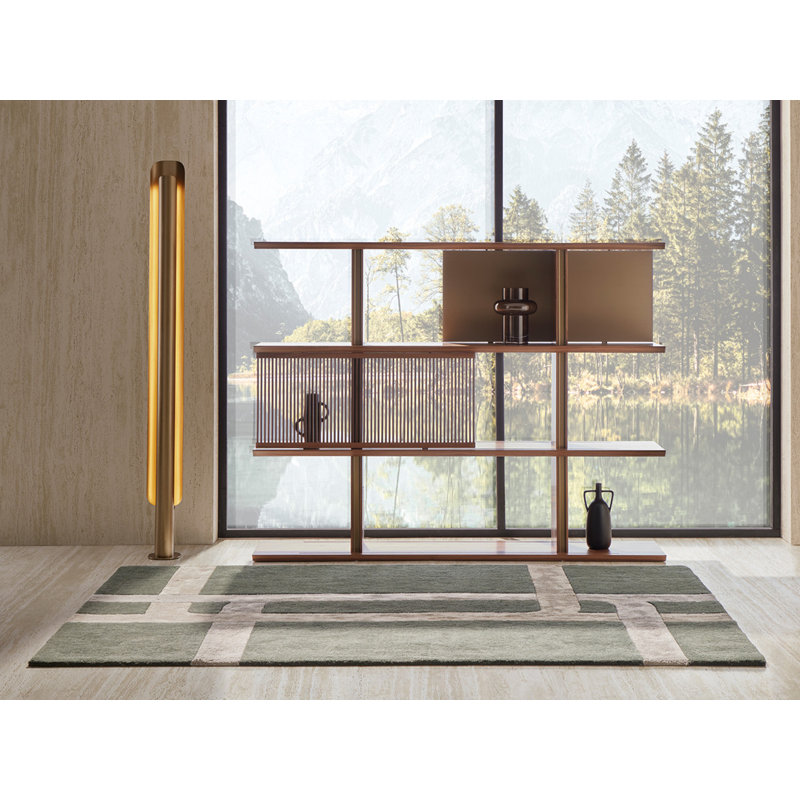 Geometric Area Rug in Green/Gray, Rectangle 6'5" x 10'