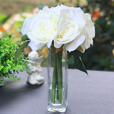 Silk Roses Arrangement in Vase