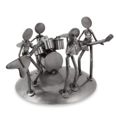 Sculpture de musiciens en métal recyclé rustique Taybah