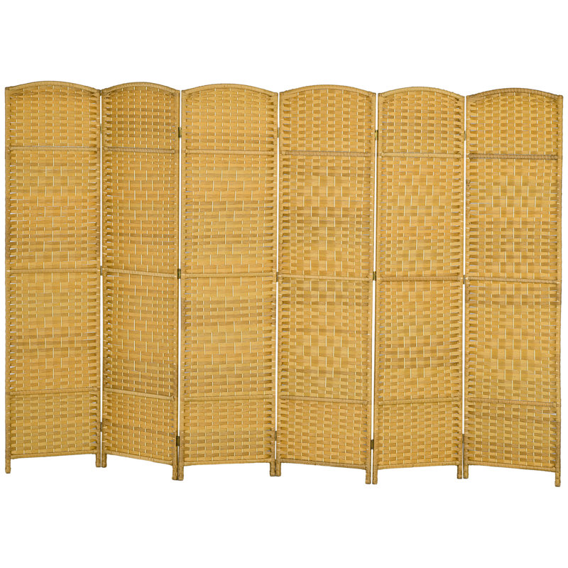 6 Panel Room Divider, 70.9" H x 106.3" W x 0.7" D, Natural Wood