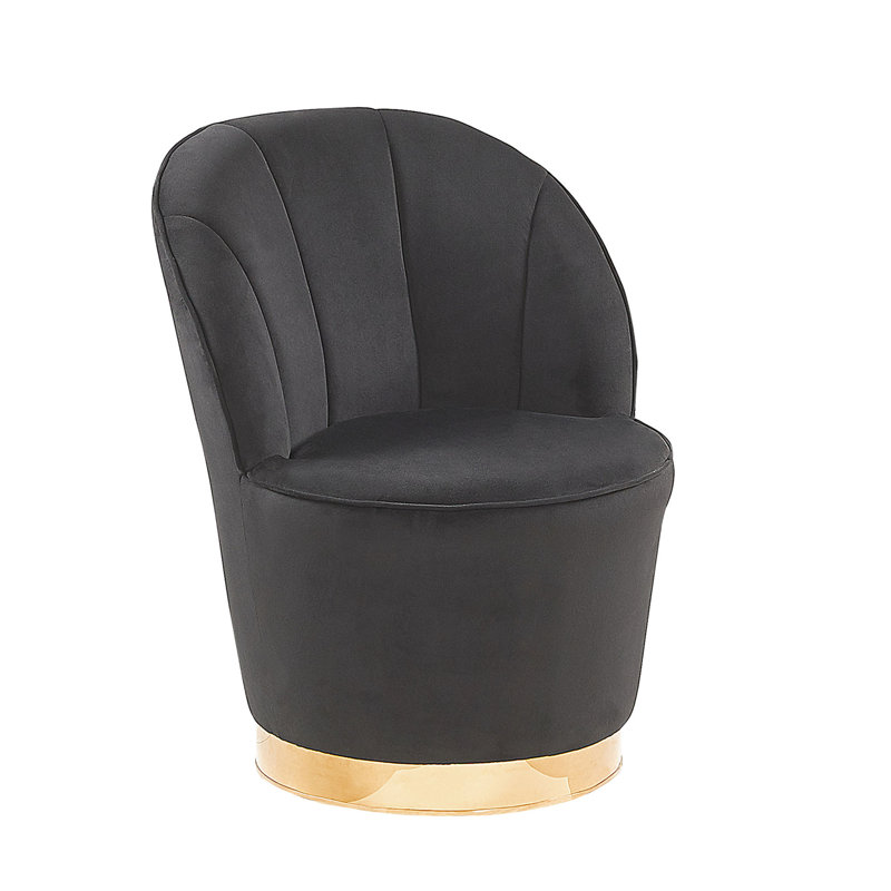 Dominique Velvet Barrel Chair, Black