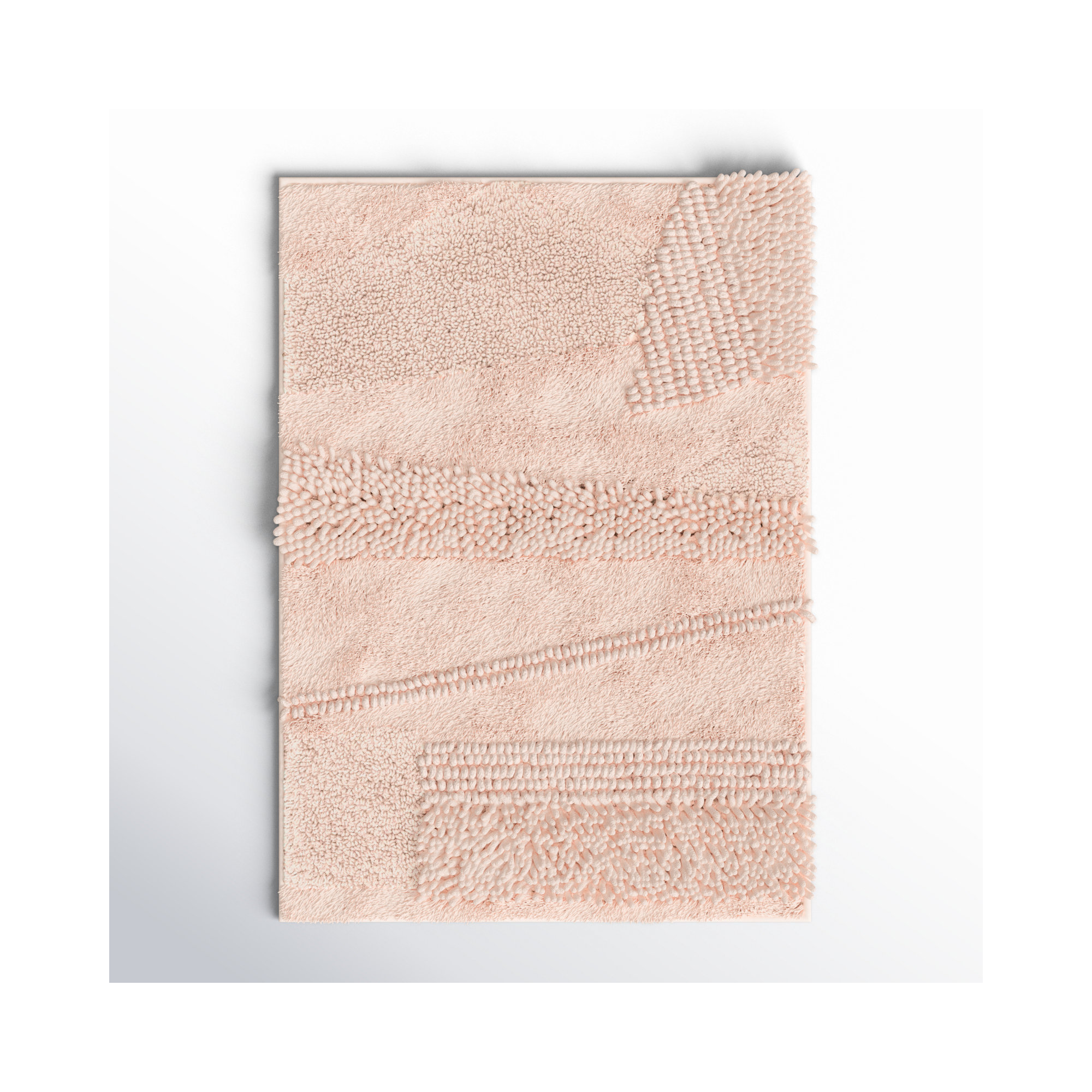 Laverne Solid Cotton Bath Rug, Blush, 17" W x 24" L