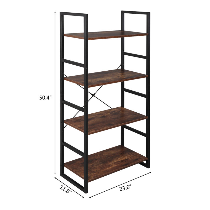 Iesha 128cm H x 30cm W Steel Ladder Bookcase