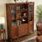American-Style Vintage Mahogany With Glass Storage Cabinet Bookcase