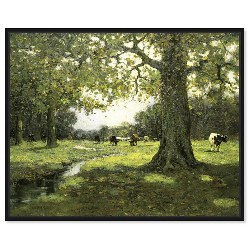 «Meadow Brook» par Charles Paul Gruppe, art mural par Art Remedy, Cadre noir, H 25 po x l 31 po