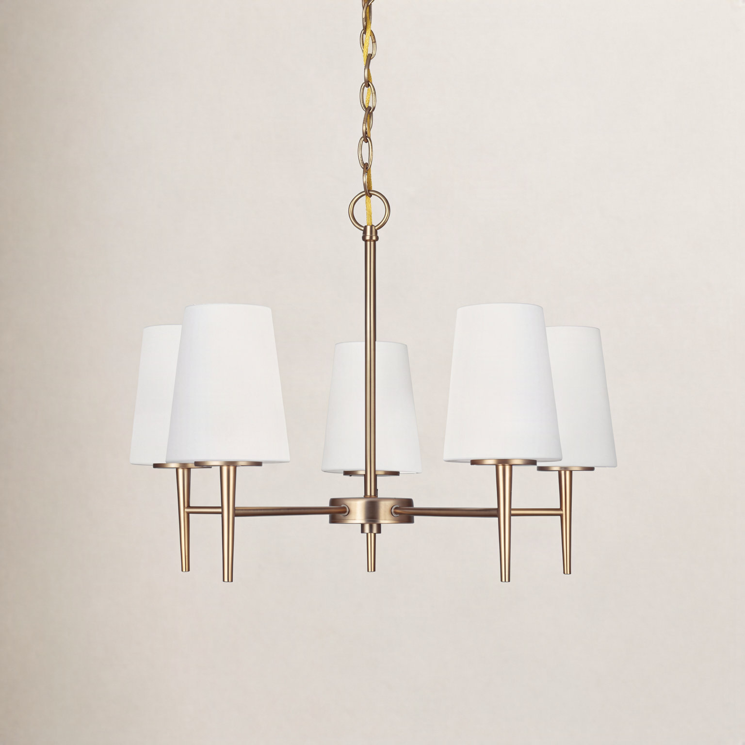 Erlandson 5 - Light Dimmable Chandelier, Satin Brass, 17.5" H x 25.25" W x 25.25" D, 100 Watt A19 Medium