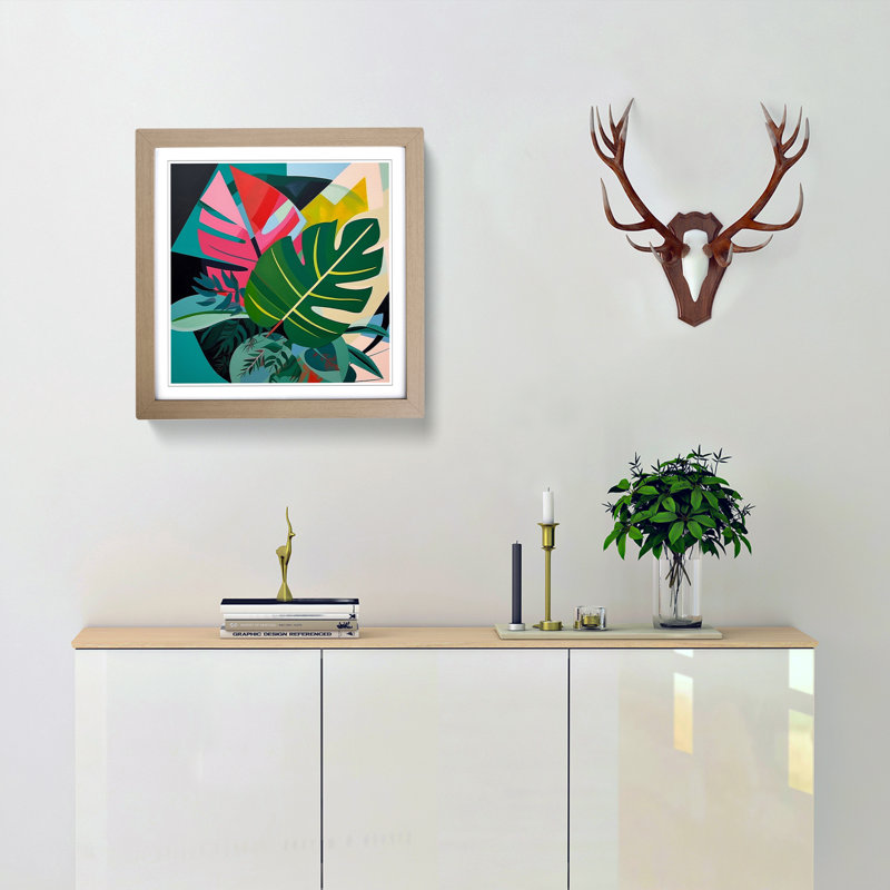 Tropical Leaf Suprematism No.6 - Framed Print, Oak