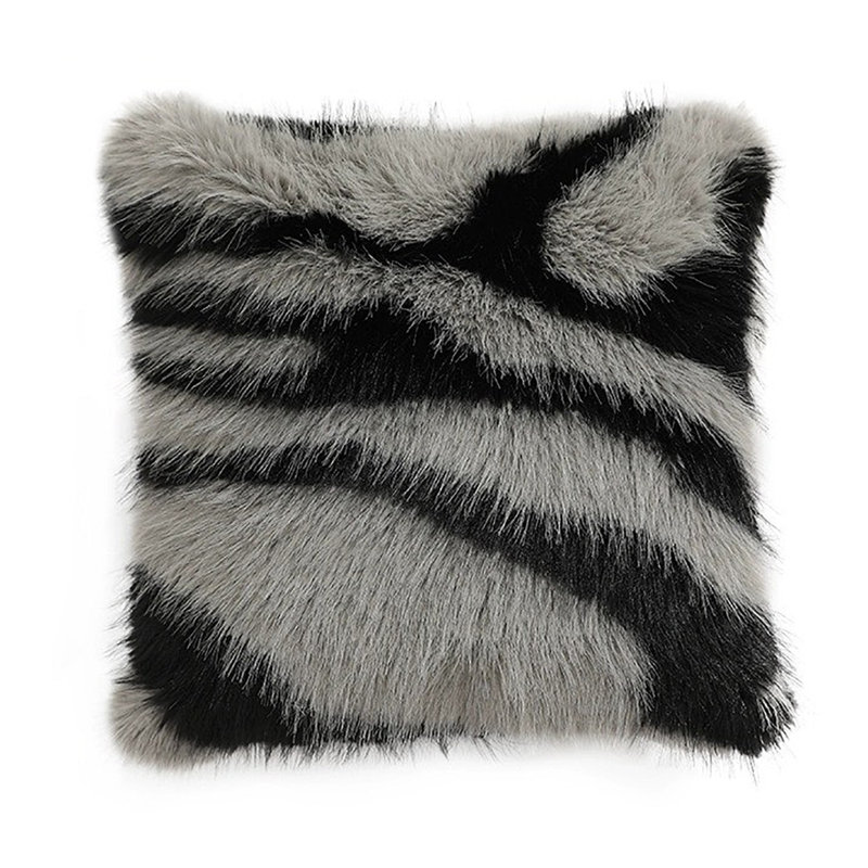  Housse de coussin à imprimé animal, Imprimé animal gris, H 18 po x l 18 po, Carré