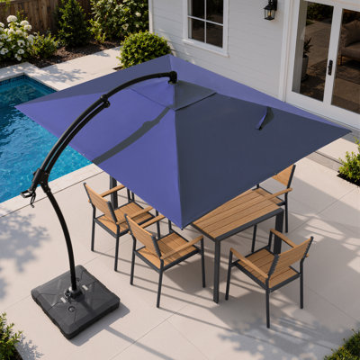  9' X 11' Outdoor Cantilever Umbrella with Counter Weights Base
