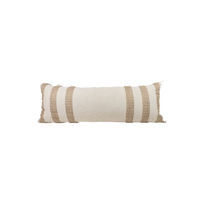 Foreside Home & Garden Tan Outer Striped 14X36 Hand Woven Filled Pillow