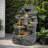 5-Tiered Concrete Tall Slim Fountain, 23.85"H –LED-Lit Column, Space-Saving Modern Outdoor Accent, All-Weather Resistant