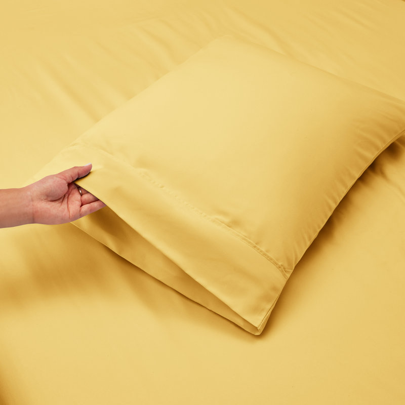 Microfiber Sheet Set, Yellow, Queen Sheet Set + 1 Fitted Sheet + 4 Pillowcases