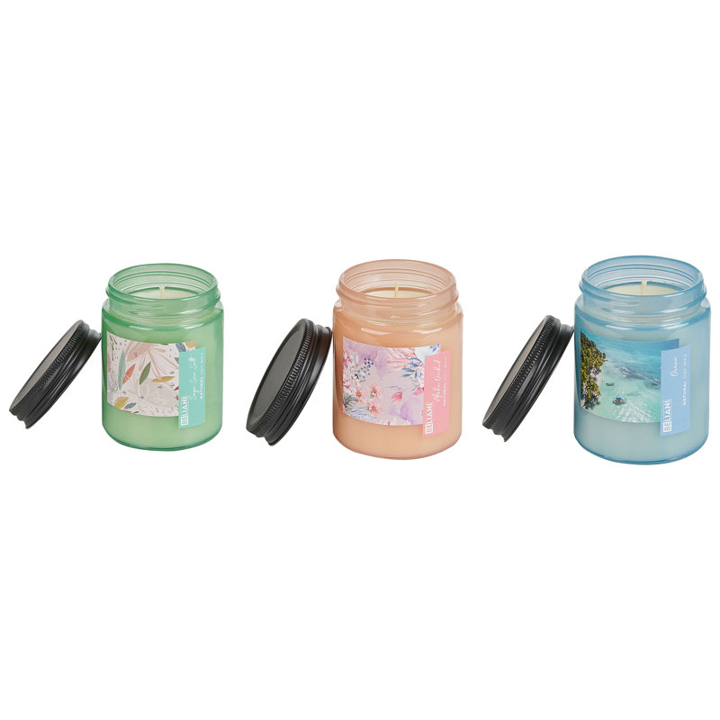 Scented Jar Candle, Pink/Blue/Green, Fresh