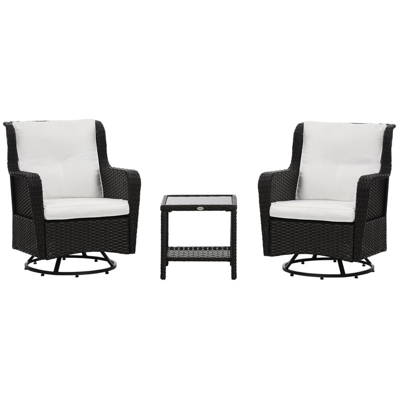 2 - Person Patio Conversation Set with Cushions, Cream White