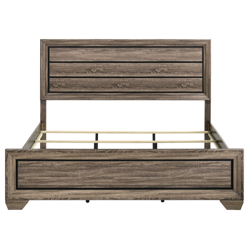 Brookes Wood Eastern King Storage Panel Bed Washed Taupe, King, Washed Taupe