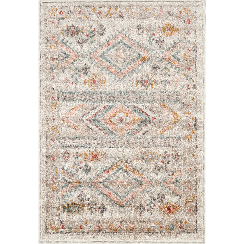 Eldon Pale Pink/Teal Rug, Rectangle 60 x 90 cm
