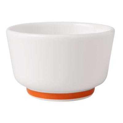 Bol à tremper de la collection Memphis de Villeroy & Boch, porcelaine de qualité supérieure, fabriqué en Allemagne, va au lave-vaisselle et au micro-ondes, 3,25 po de diamètre, capacité de 2,5 oz, petit bol pour sauces, trempettes et condiments, blanc avec accent orange