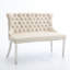 Banc de salle à manger Mid-Century moderne en velours à oreilles, causeuse à deux places avec pieds en acier inoxydable, beige-1482527452