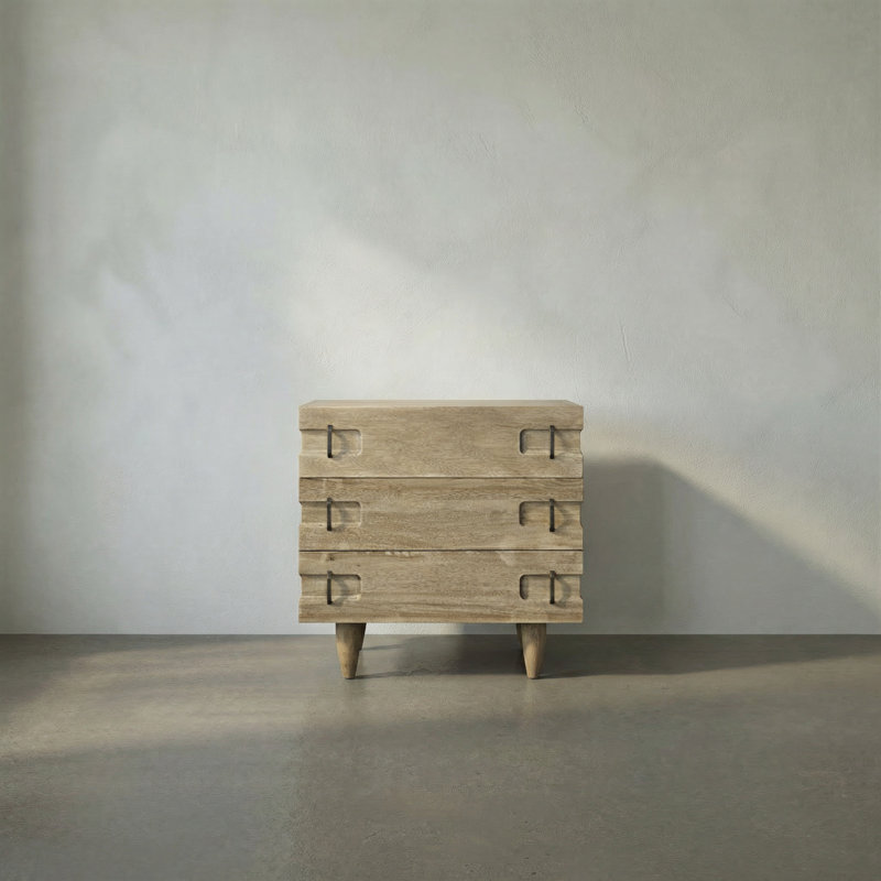 David Solid Wood End Table, Washed Walnut