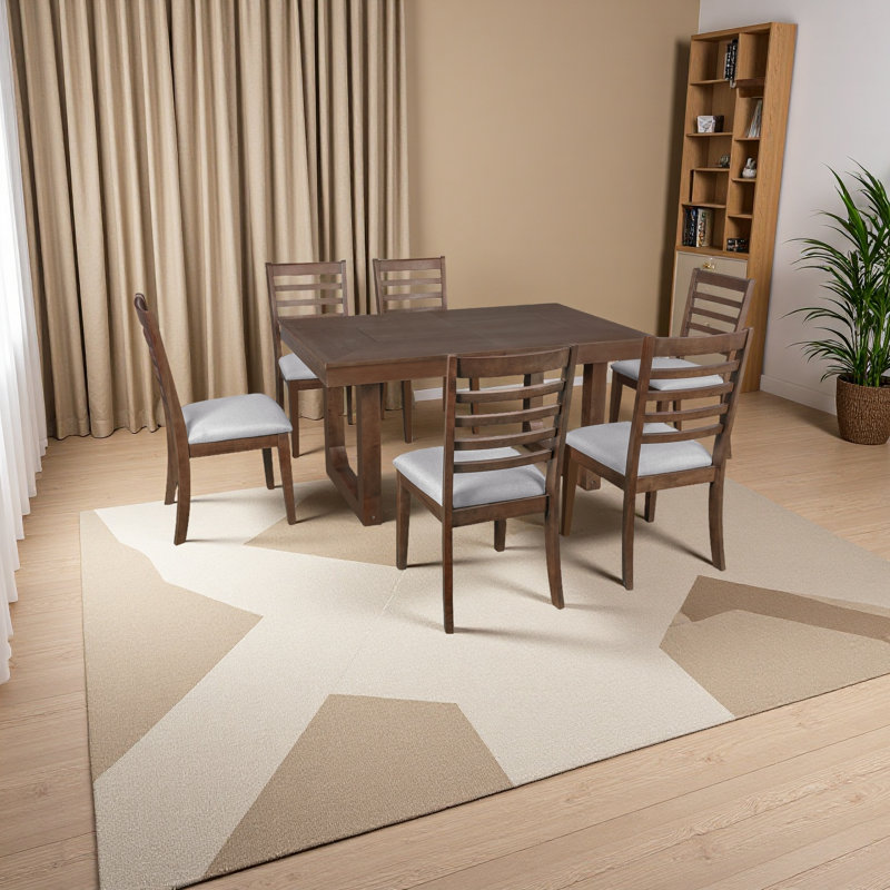 Ensemble de table de salle à manger extensible 7 pièces, table de ferme avec rallonge 18 ", table de cuisine rustique en bois 78" et chaises rembourrées 6 pièces