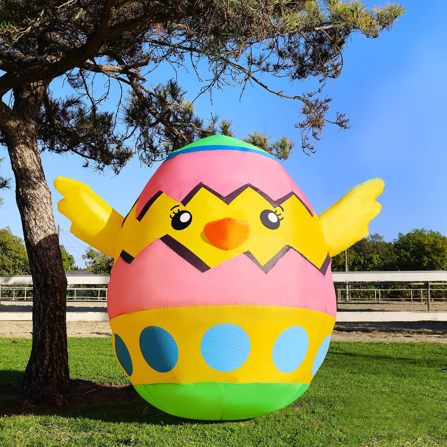 The Holiday Aisle® Easter Inflatable 5 FT Easter Inflatable Chick in The Colorful Egg Funny