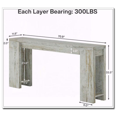 Console extra-longue de style campagnard d'une capacité de 300 lb