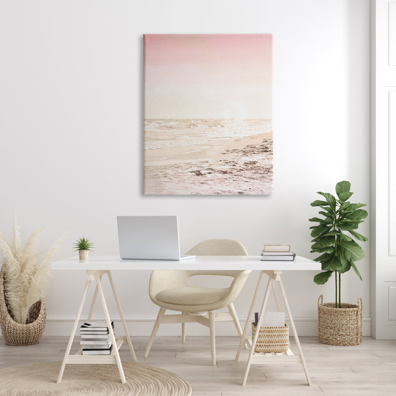 Sun Burnt Beach Coast, sourdine, marée entrante, ferme rustique surdimensionnée, estampe numérique, art texturé par Kim Allen