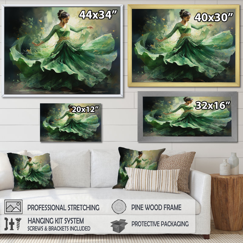 «Dance Kathak Chronicles III», reproduction sur toile, Cadre simple noir, H 12 po x l 20 po x P 1 po