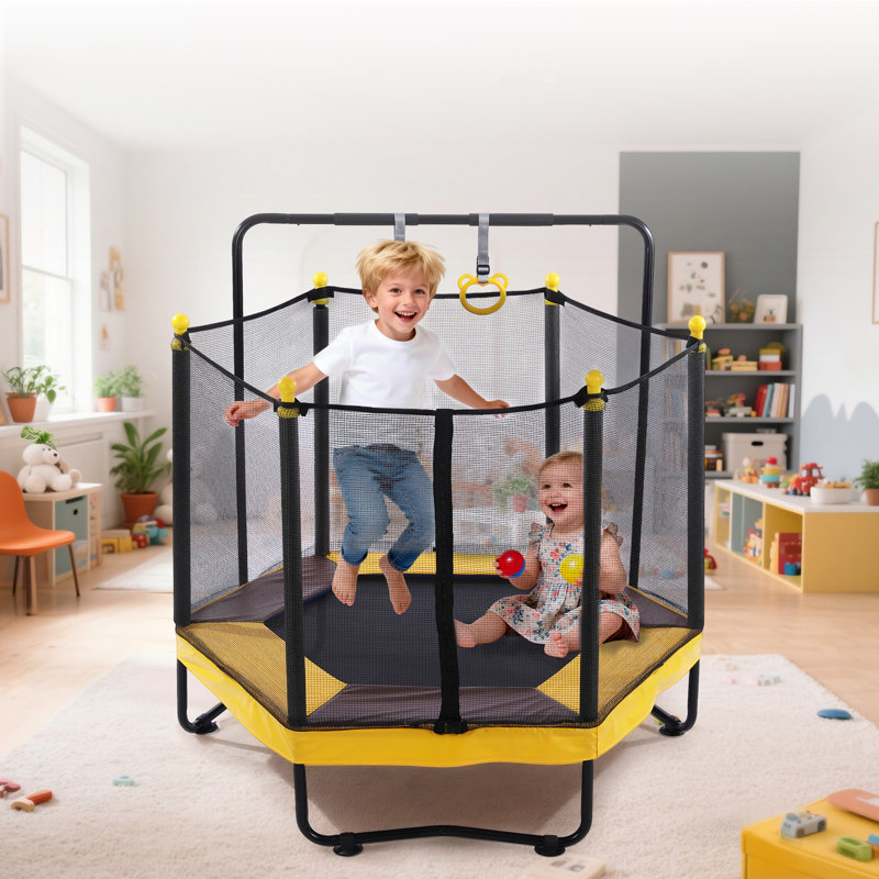 Fer de 54 po, polyéthylène, polypropylène, PVC mini brun trampoline et jaune