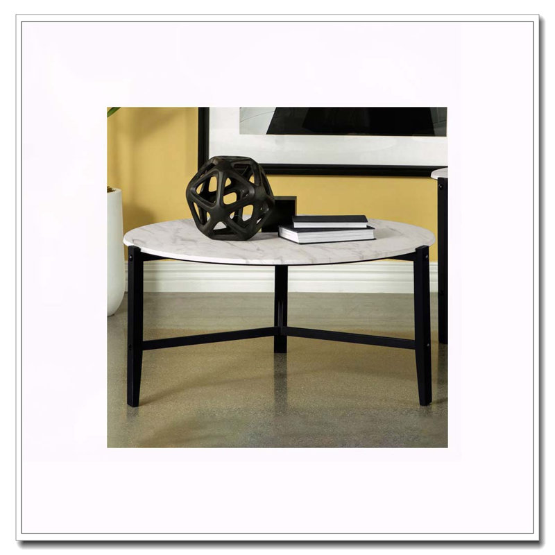Table basse ronde en simili marbre Tandi