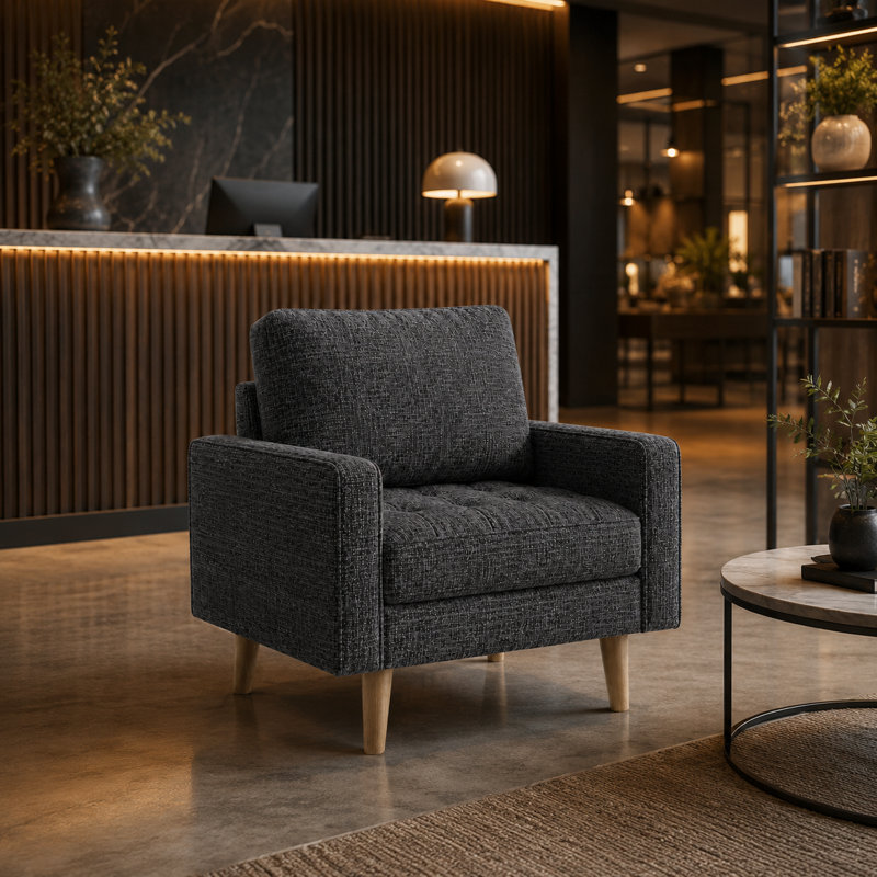 Fauteuil d'appoint Mid-Century, Lin gris foncé