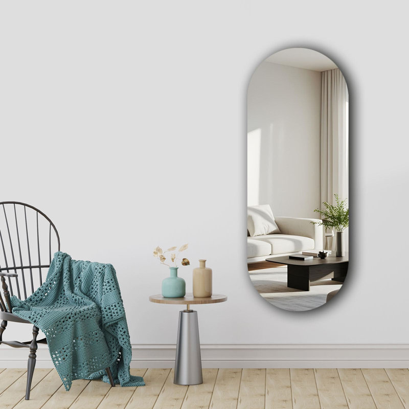 Miroir mural Modern Novelty, 20 po x 53,1 po | Verre de 4 mm d'épaisseur avec envers en EVA noir (0,8 po) | Décoration élégante et fonctionnelle pour le salon, la chambre à coucher ou le vestibule | Conception élégante pour les espaces contemporains