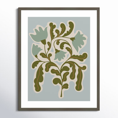 Expressive Abstract House Plant Playful Blue Framed On Paper by The Creative Bunch Studio Print