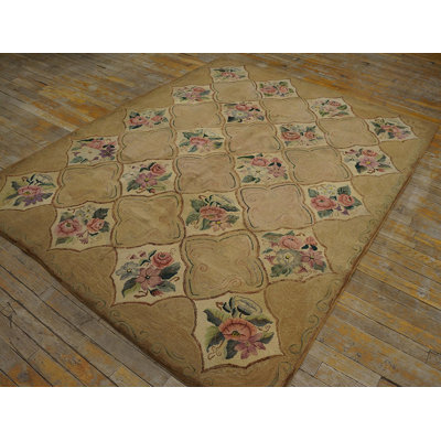 Vintage American Hooked Rug American Ivory 1967