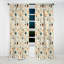 Motif géométrique Mid-Century sarcelle et orange - Rideau occultant géométrique abstrait - 1 panneau-107538672