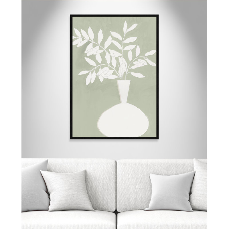 «Sage Vase II» par Aria K, L 29,5 po x H 41,5 po, Framed Print, Grain de bois noir