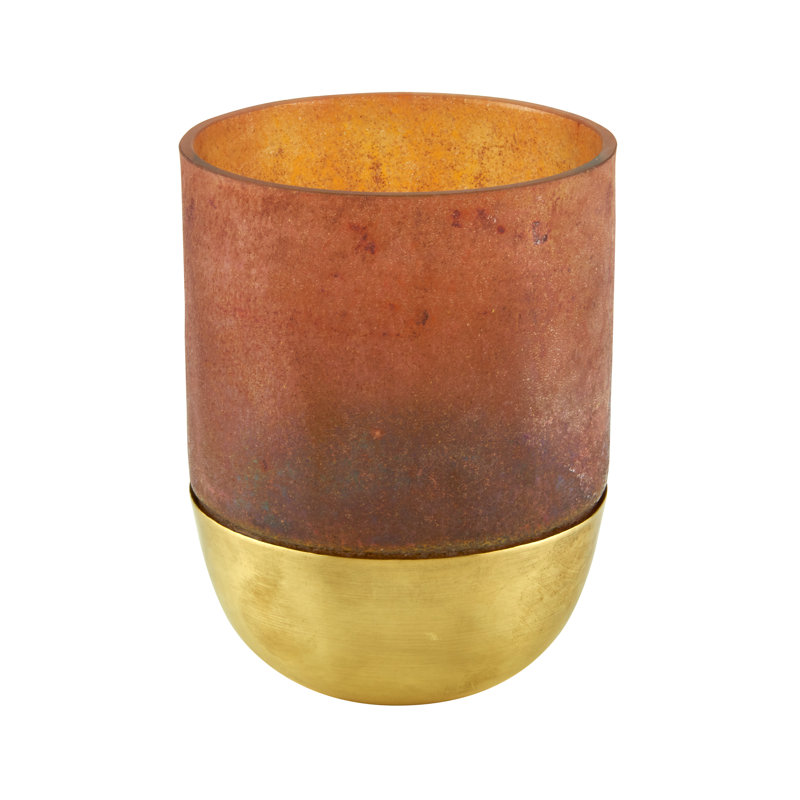 Glass Tabletop Votive Holder, 3" H x 3.25" W x 3.25" D, Brown