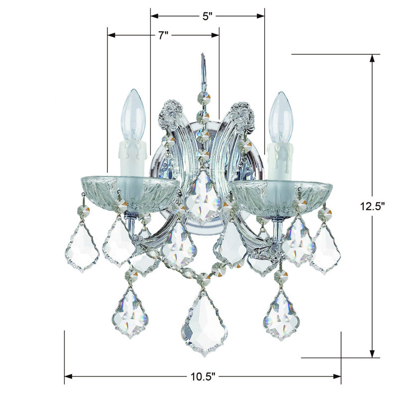 Wehr 2 - Light Candle Wall Light, Swarovski Spectra, Polished Chrome