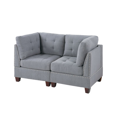 Gray Linen-Like Fabric Modular - 2Pc, 32"X32"X35" H Chair With Wood Frame 2Pc Chair, H, Ascendancy