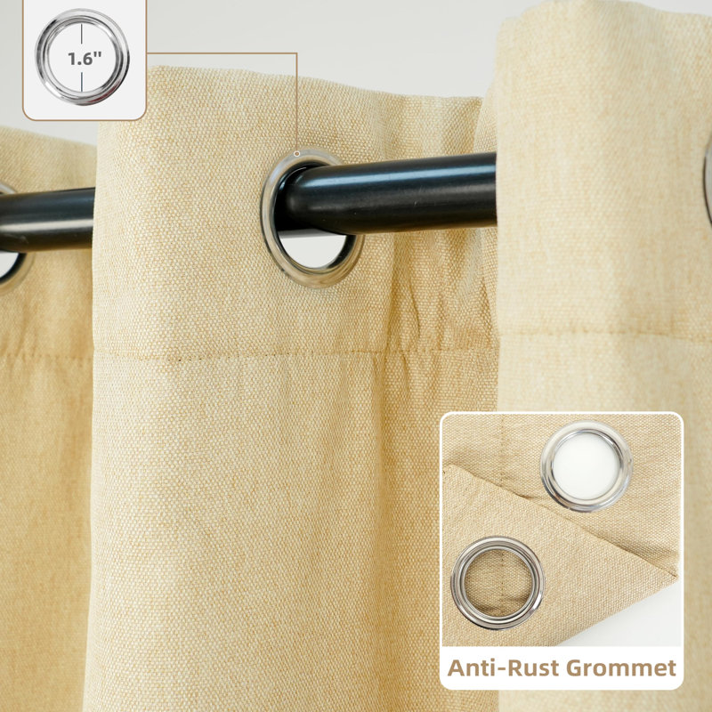 Oakridge Blackout Soundproof Linen Textured Curtain Single Panel, Beige, 52" W x 84" L