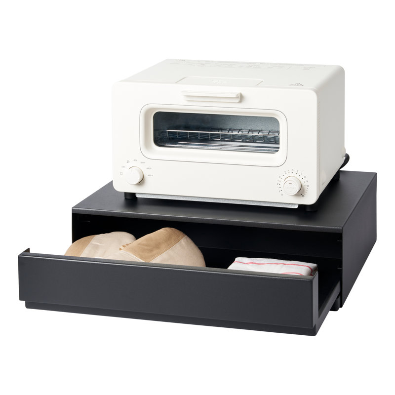Black Steel Countertop Drawer with Pull-Out Shelf