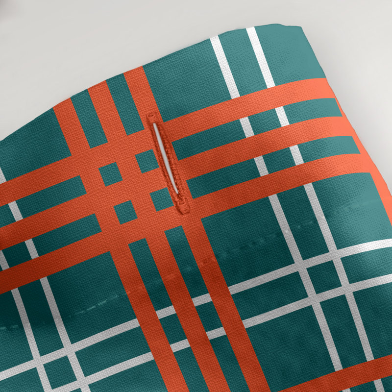 Ensemble 2 pièces de rideau de douche à carreaux Miami, Turquoise / blanc / orange