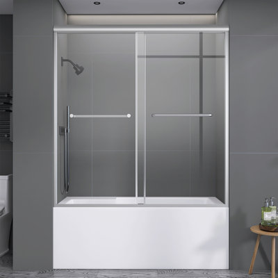 Shower & Bathtub Doors 60 in. W x 62 in. H Frameless Tub Door with Clear Glass