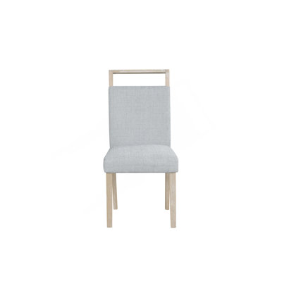 2Pc Set Gray Upholstered Dining Chair With Padded Seat And Back Contemporary Style