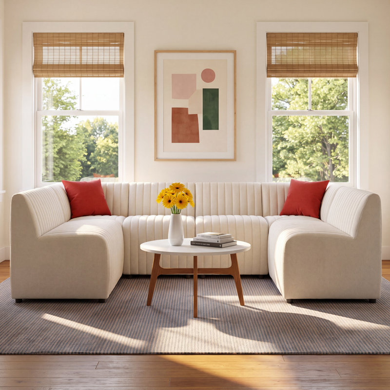 Brandt Symmetrical Modular Corner Sectional, Capri Oatmeal Boucle, 31.5" H X 106" W x 66.5" D