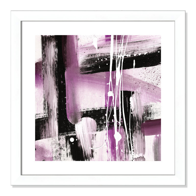 Expressions modernes - tons mauves - peinture encadrée, H 25 po x l 25 po x P 1,25 po, Blanc mat